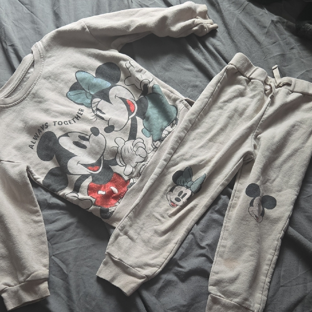 Disney Kids Pajamas - Gray with Mickey and Minnie Design